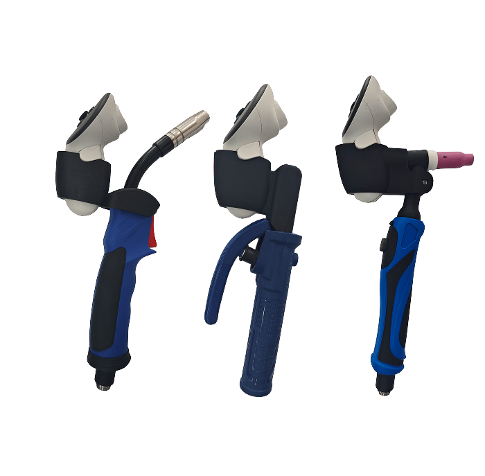 Custom VR welding torches used in the WeldVR simulator to replicate real welding movements and technique.