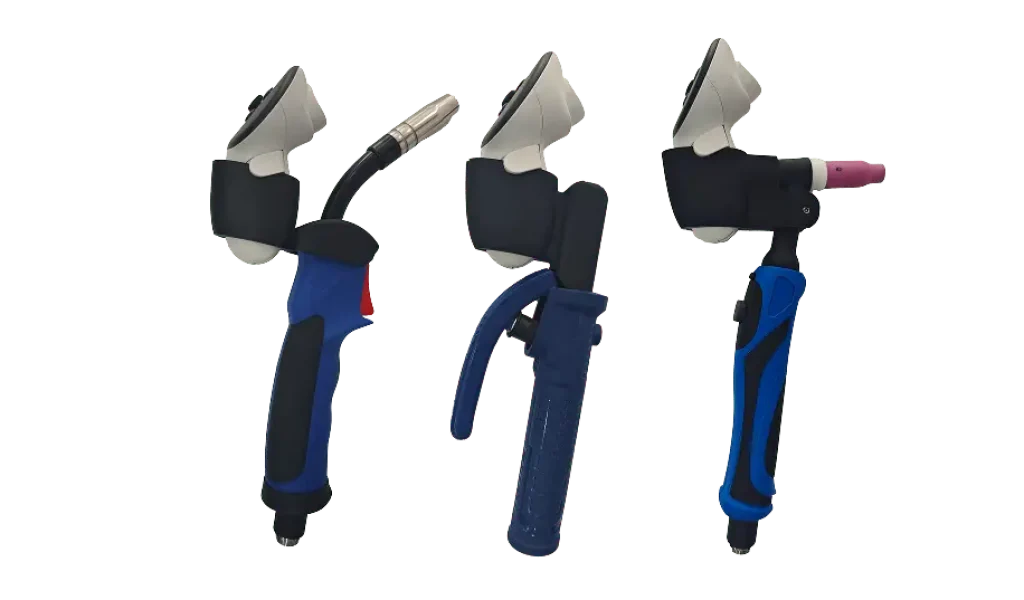 Custom VR welding torches used in the WeldVR simulator to replicate real welding movements and technique.